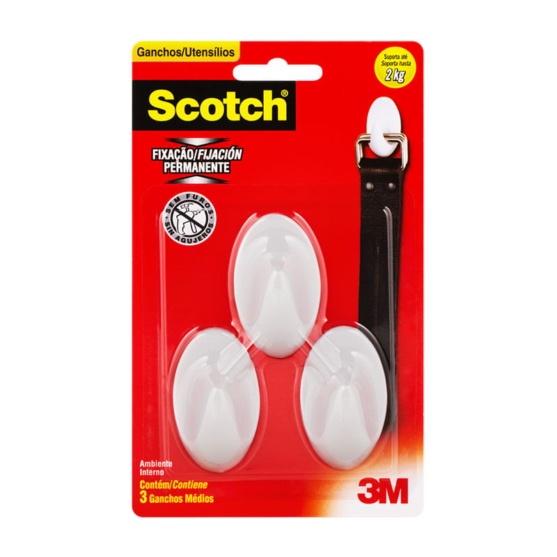 Gancho Plástico Scotch Médio 3un