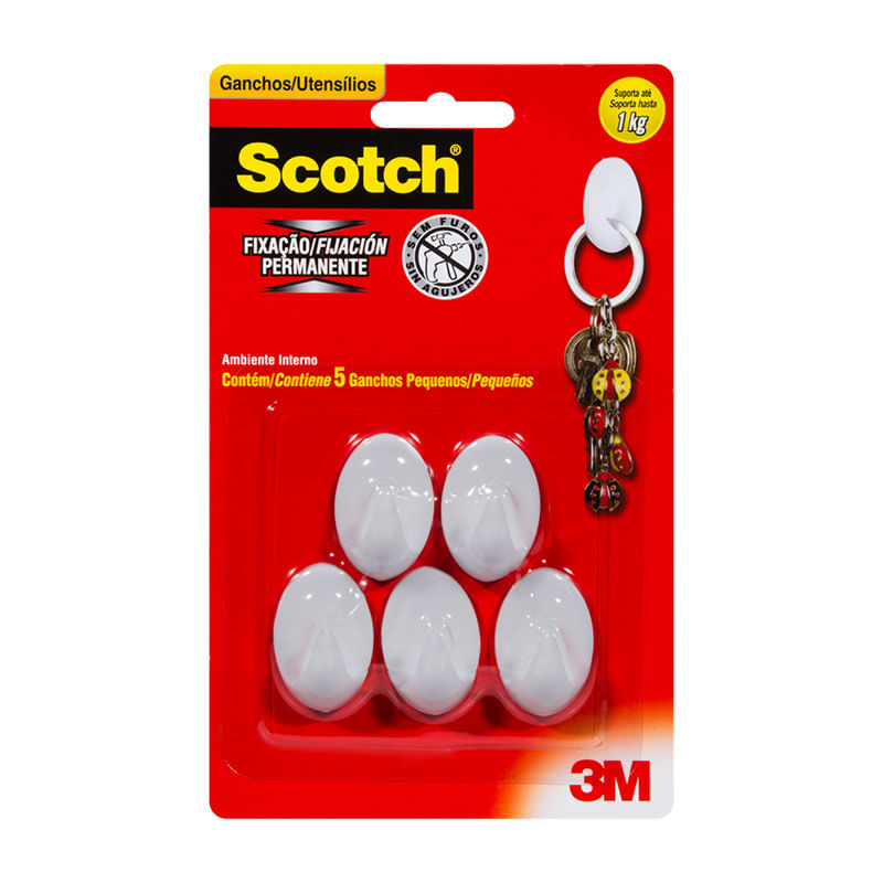 Gancho Plástico Scotch Pequeno 4un