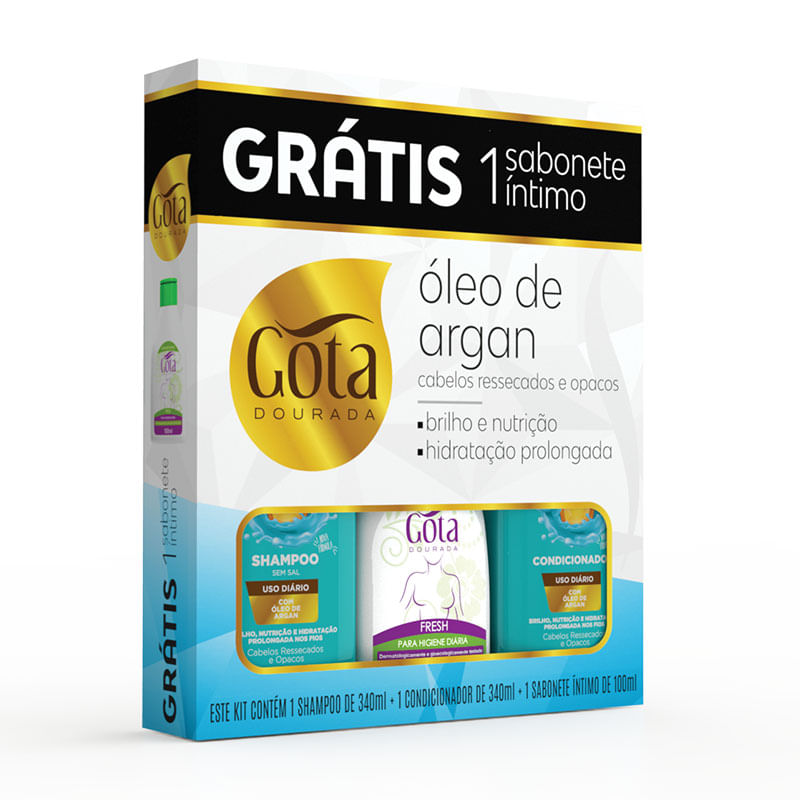Shampoo e Condicionador Gota Argan com Sabonete Íntimo Fresh 340ml