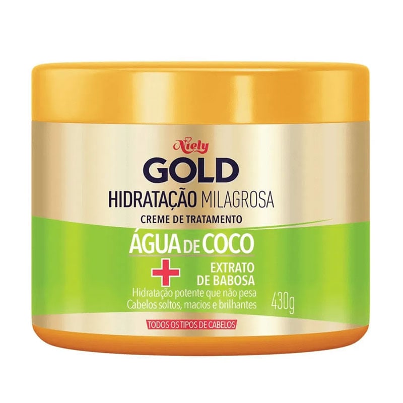 Creme Cabelo Tratamento Niely Gold 430g Água Coco
