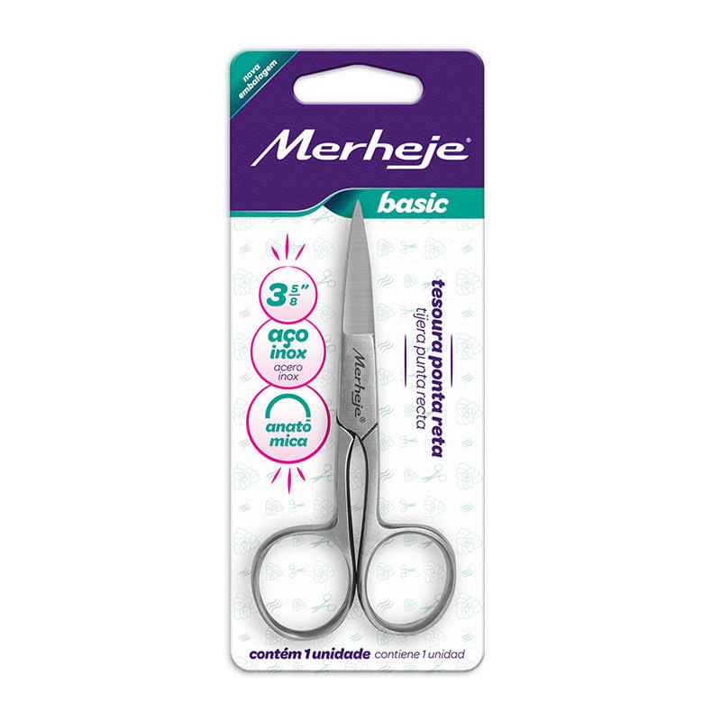 Tesoura Merheje 1un 3.5 Preta Reta