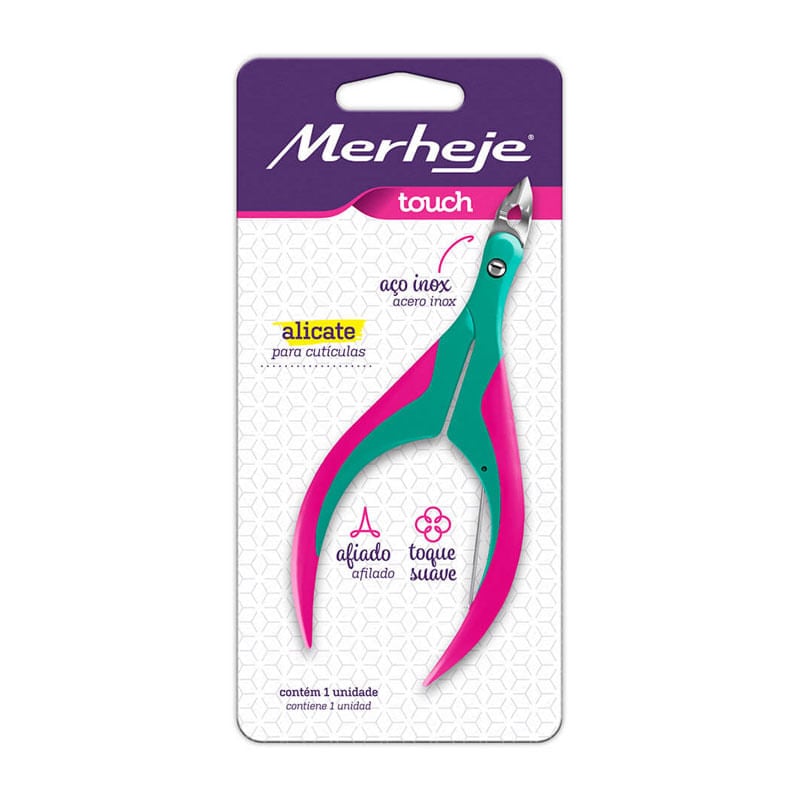 Alicate Para Cutículas Merheje Touch Verde com Rosa