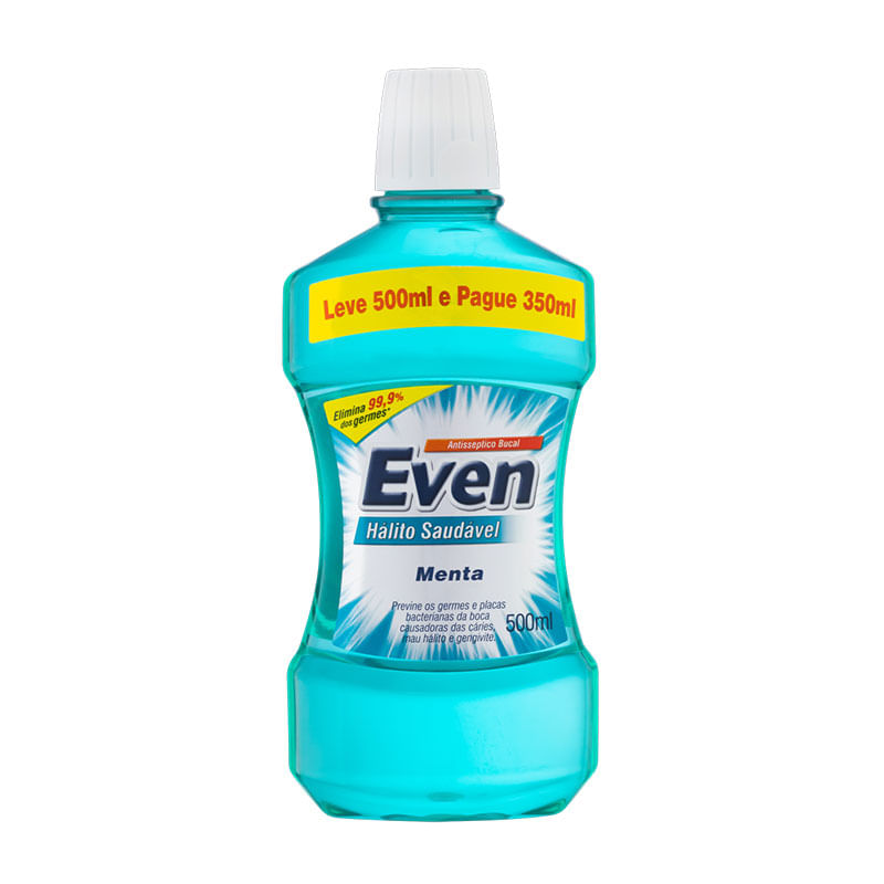 Antisséptico Bucal Even com Álcool Leve 500ml Pague 350ml