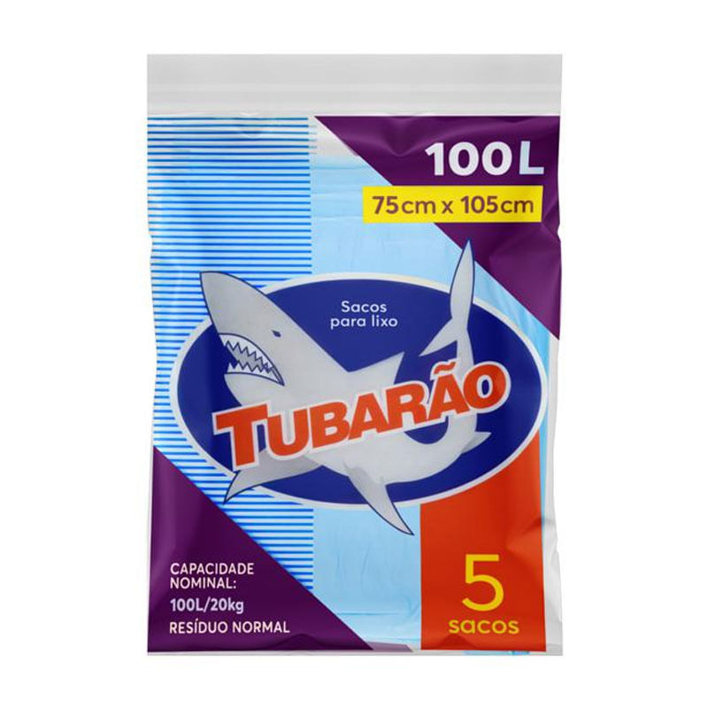 Saco de Lixo Tubarão 100L 5un 