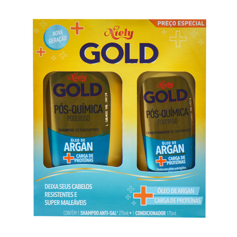 Shampoo275ml+Condicionador175ml Niely Gold Pós Química