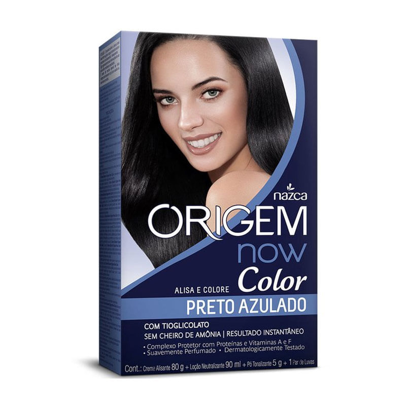Creme Alisante Origem Now Color Preto Azulado