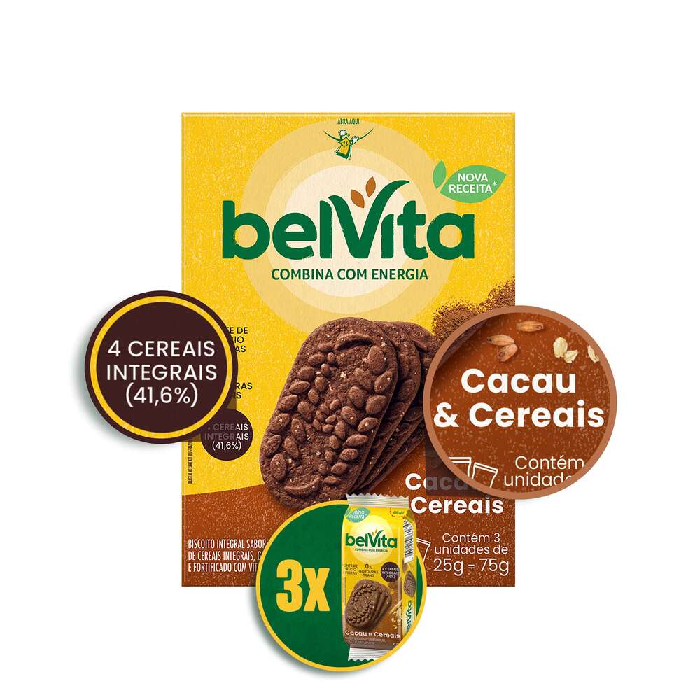 Biscoito Belvita Cacau e Cereais 75g