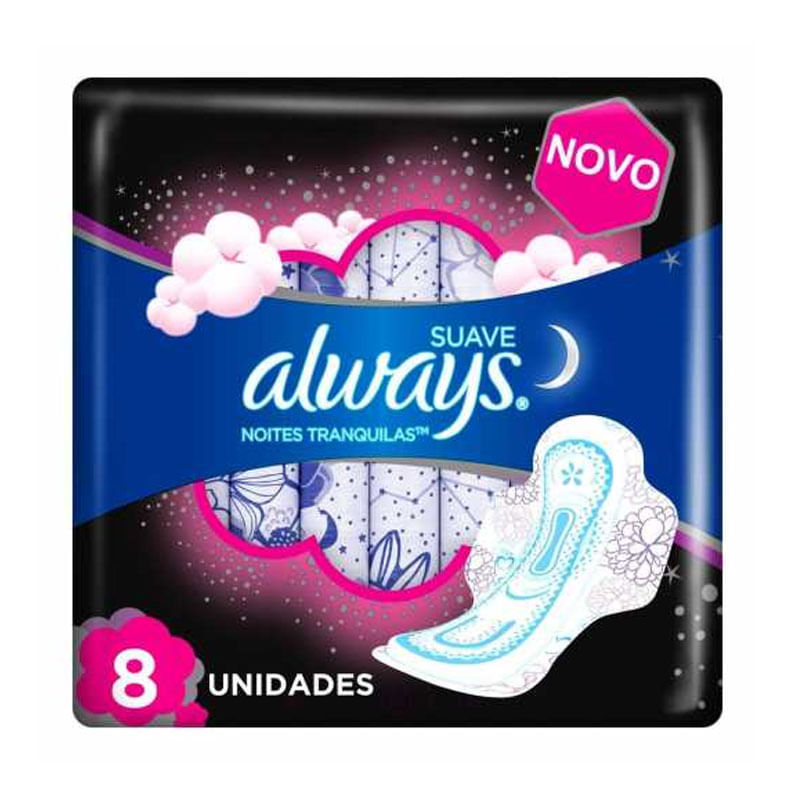 Absorvente Always Cobertura Suave Noturna com Abas 8un