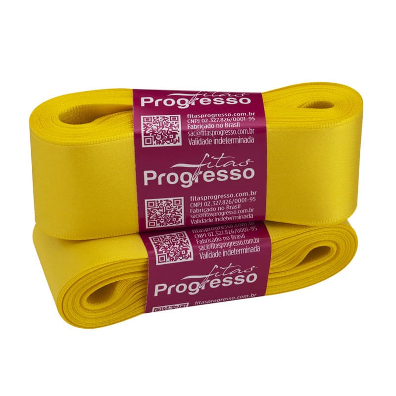 Fita Progresso Cetim CF009 38mm 763 Amarelo Gema