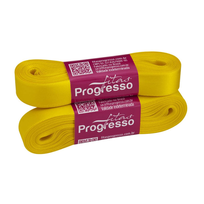 Fita Progresso Cetim CF003 15mm 763 Amarelo Gema