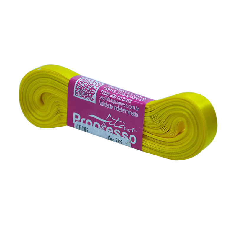 Fita Progresso Cetim CF002 10mm 763 Amarelo