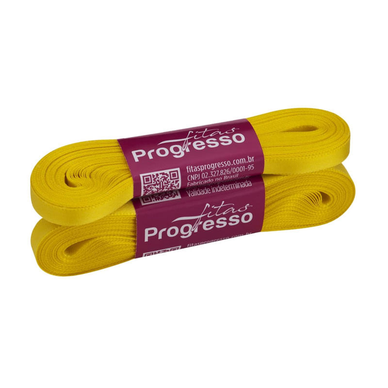 Fita Progresso Cetim 10m CF001 7mm 763 Amarelo Gema