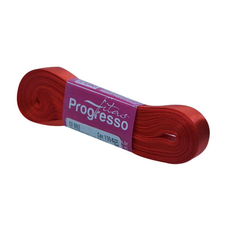 Fita Progresso Cetim CF002 10mm 1354 Vermelho Tomate