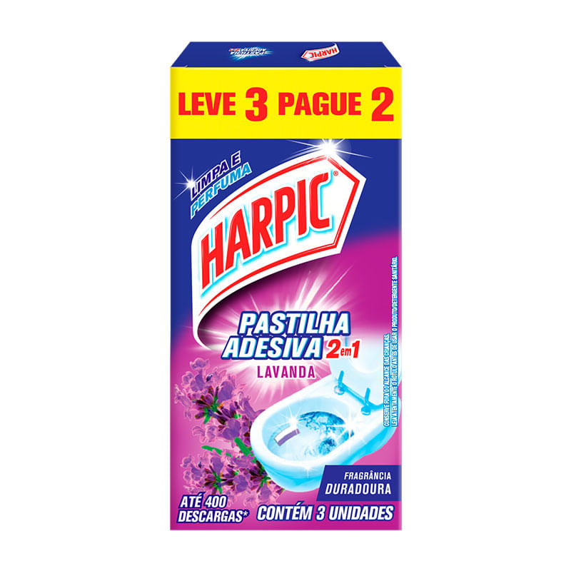 Harpic Pastilha Adesiva Reckitt 9g Lavanda Leve 3 Pague 2 
