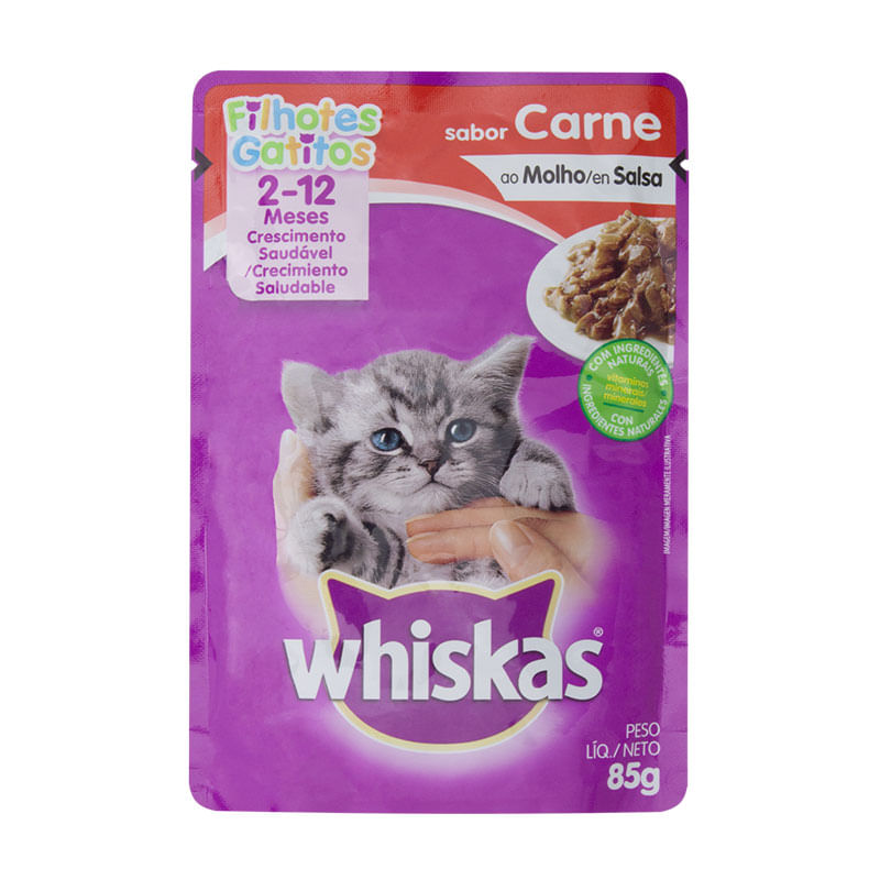 Ração Whiskas Sachê Filhotes Carne 85g