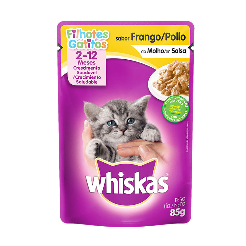 Ração Whiskas Sachê Filhotes Frango 85g