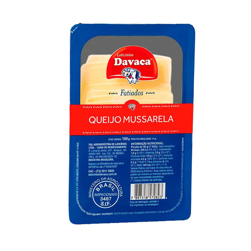 Queijo Mussarela Davaca Fatiado 150g