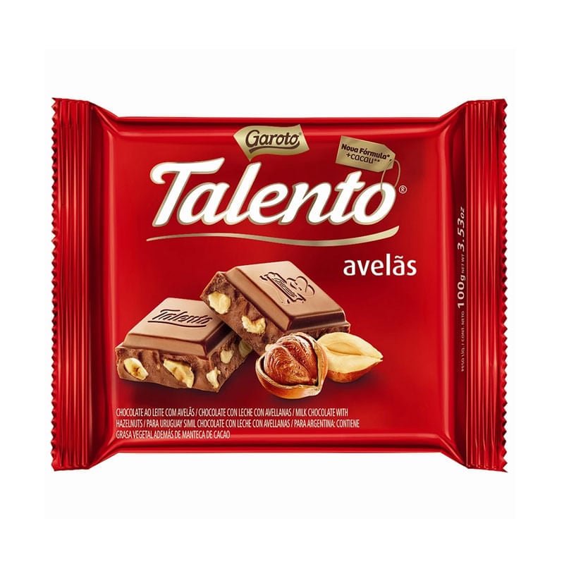 Chocolate Talento Tablete Leite Avelã 25G