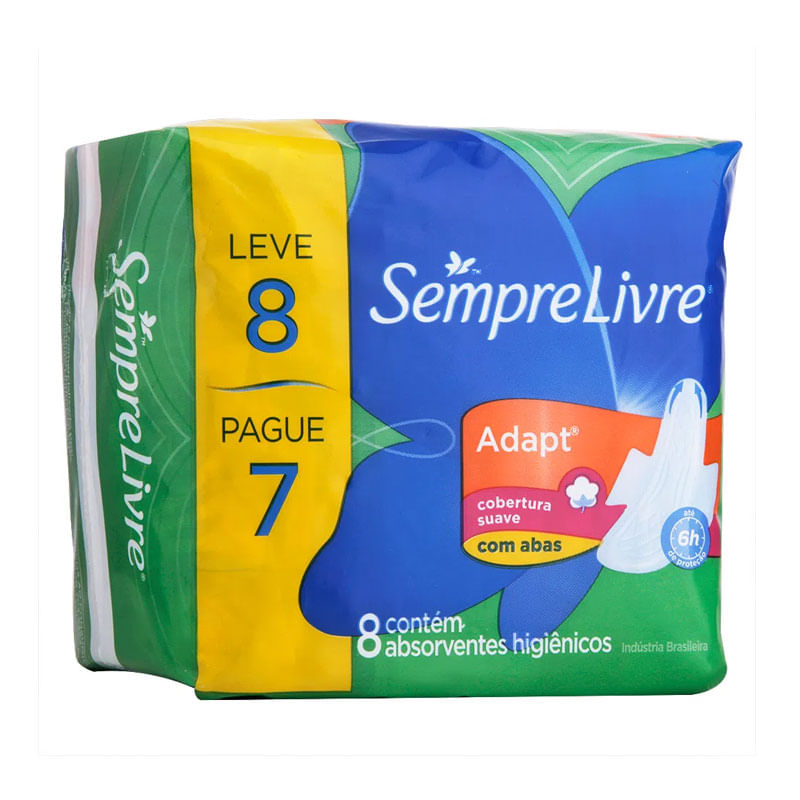 Absorvente Sempre Livre Adpt Leve 8 Pague 7 com Abas