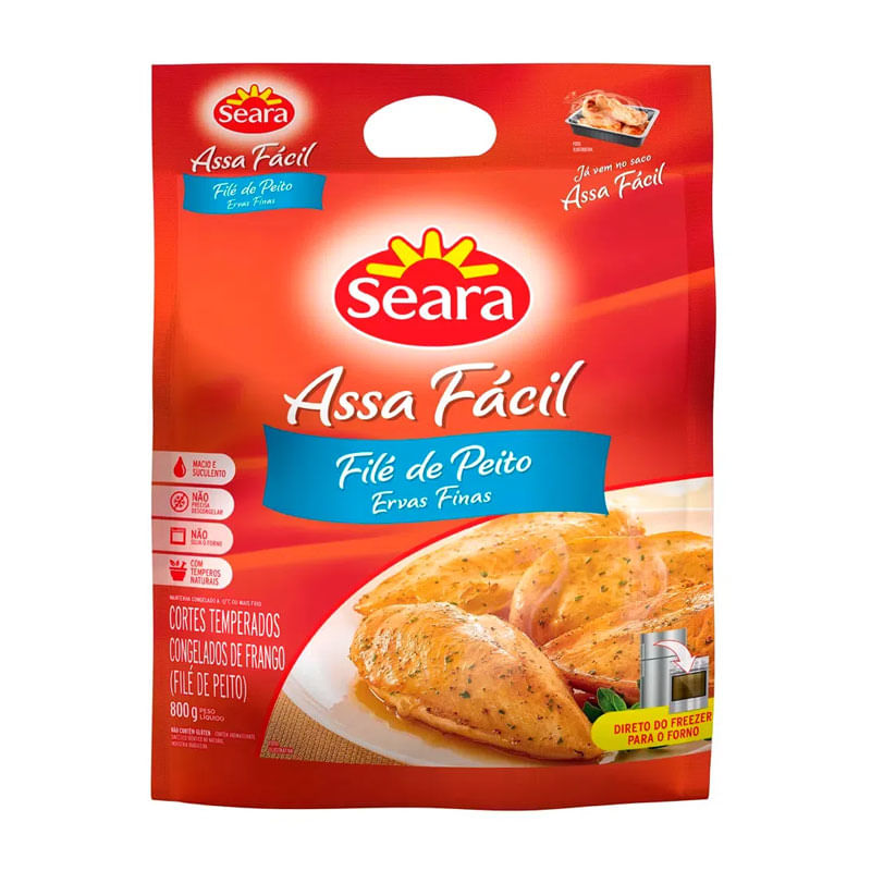 Filé de Peito de Frango Temperado Assa Fácil Seara 800g
