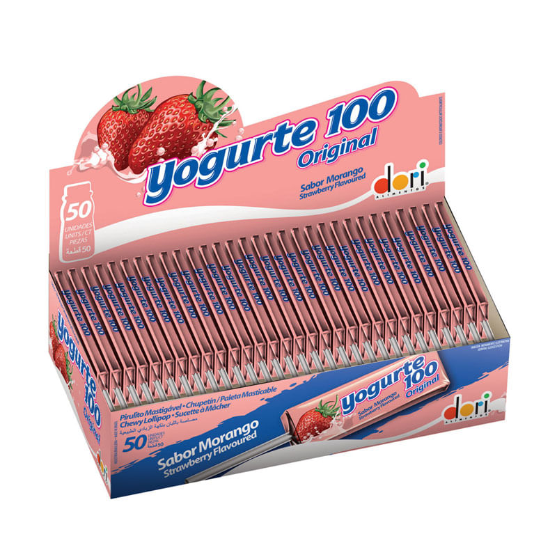 Pirulito Mastigável Dori Morango Yogurte 560g
