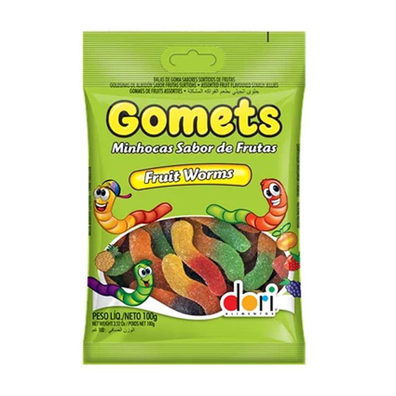 Goma Gomets Dori Minhocas Frutas 100g