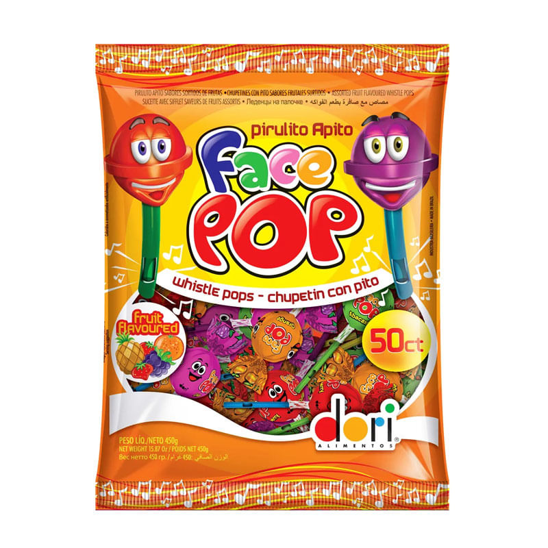 Pirulito Facepop Dori Apito 450g
