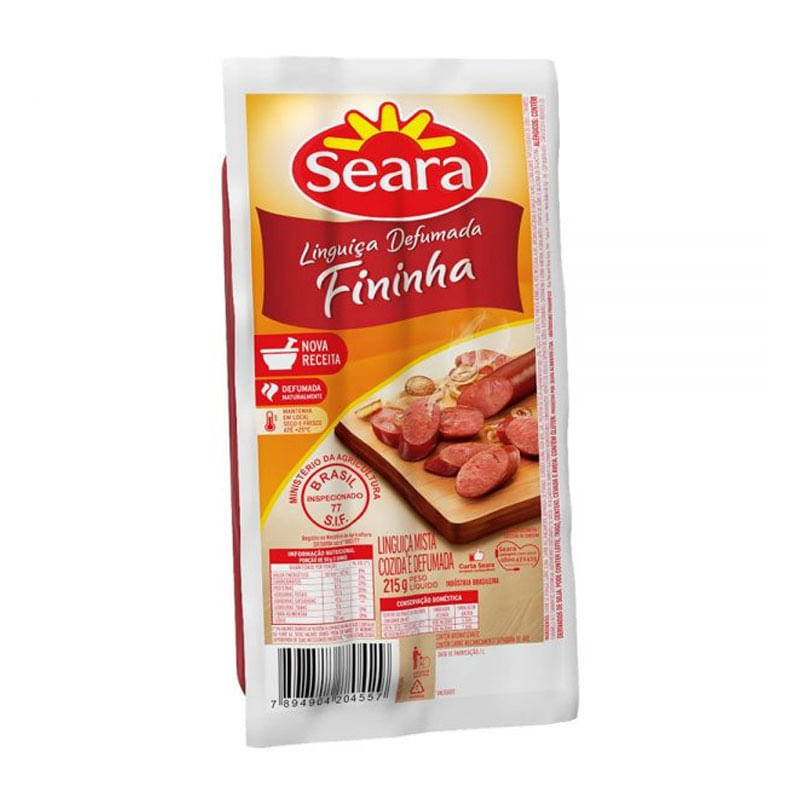 Linguiça Fininha Defumada Seara 215g