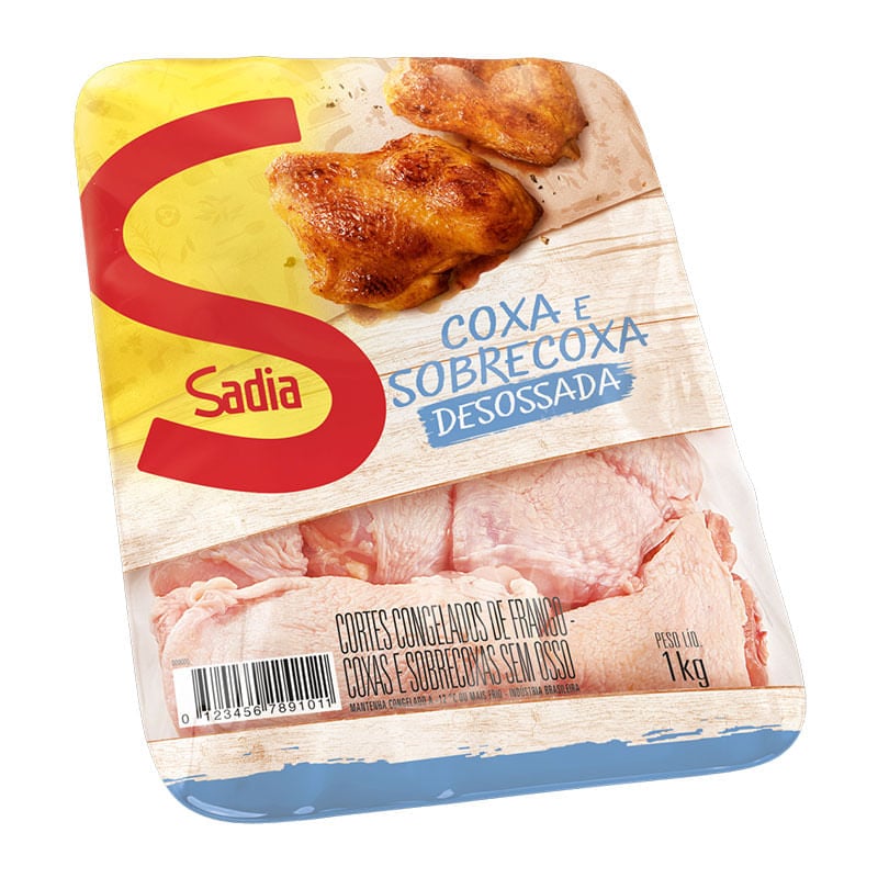 Coxa e Sobrecoxa de Frango Congelada Desossada Bandeja Sadia 1kg