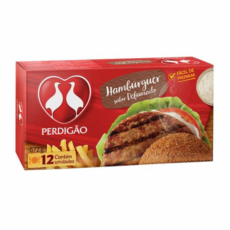 Hambúrguer Bovino Defumado Cartela Perdigão 672g