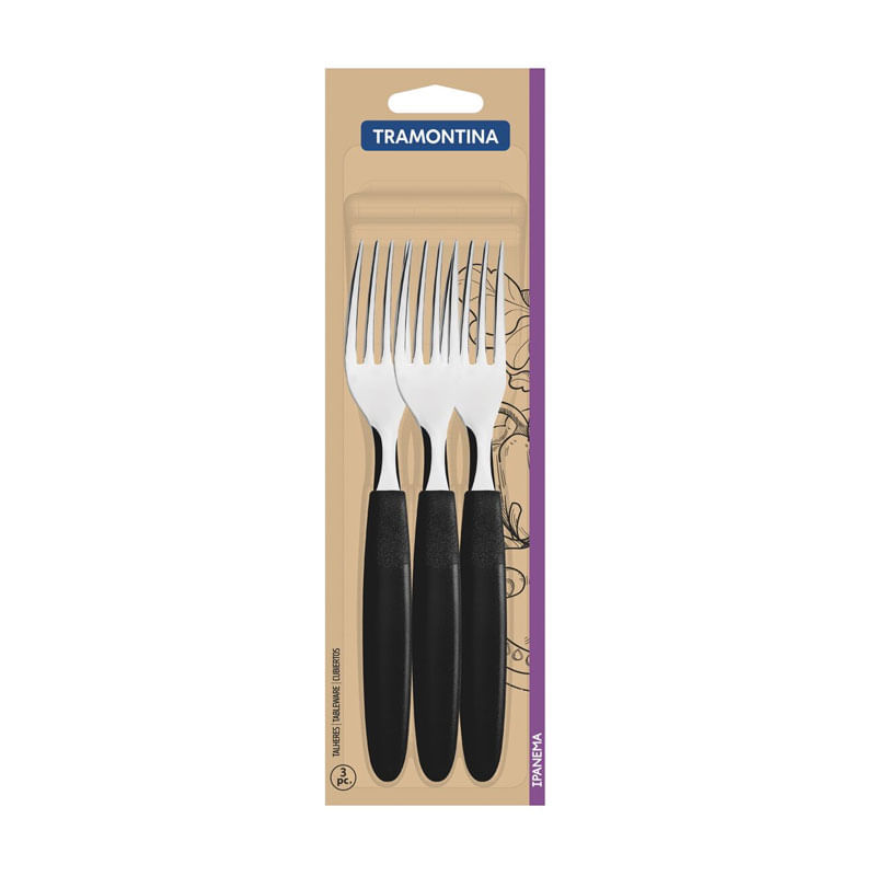 Conjunto Garfo Tramontina Mesa Ipanema Preta