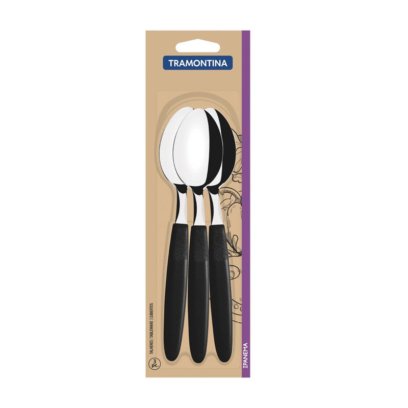 Conjunto Colher Tramontina Mesa Ipanema Preta