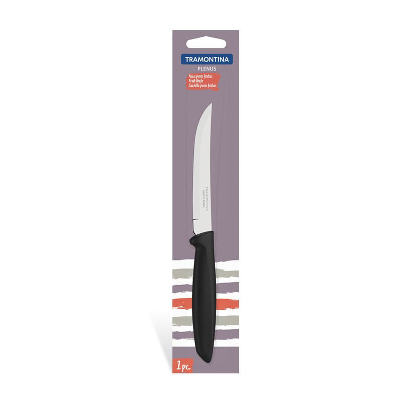 Faca Tramontina Fruta Fio Liso Inox 5 Plenus Preta