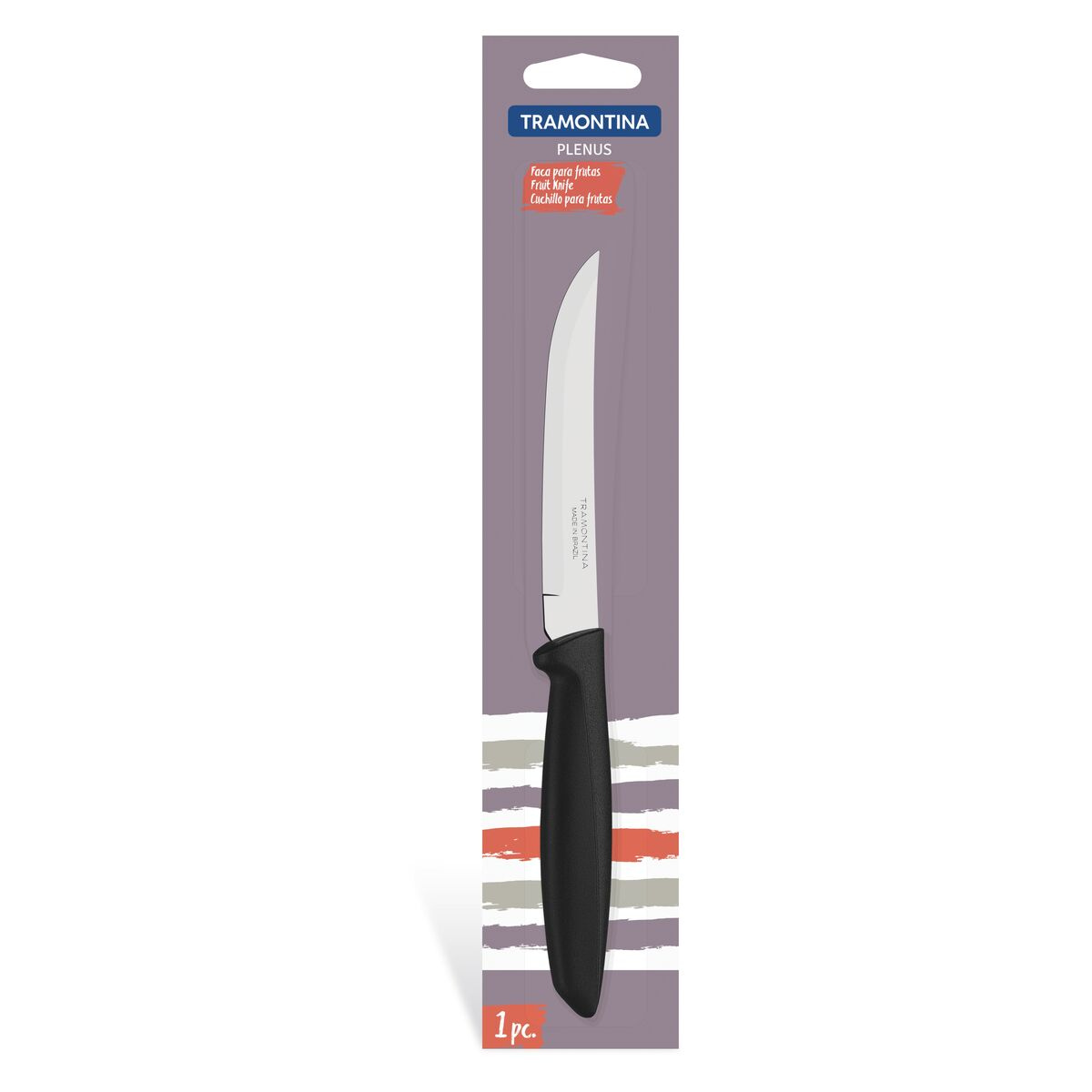 Faca para Frutas Tramontina Plenus com Lâmina em Aço Inox com Fio Liso e Cabo de Polipropileno Preto 5”