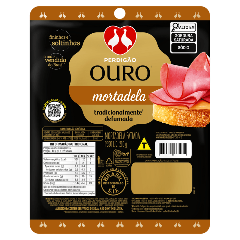 Mortadela Ouro ATM Fatiado Perdigão 200g
