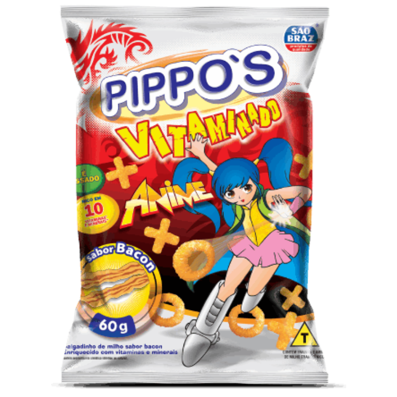 Salgadinho Pippos Anime Bacon São Braz 60g