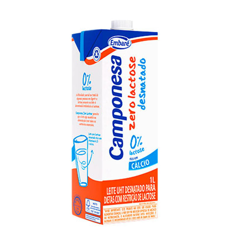 Leite UHT Zero Lactose Desnatado Camponesa 1L