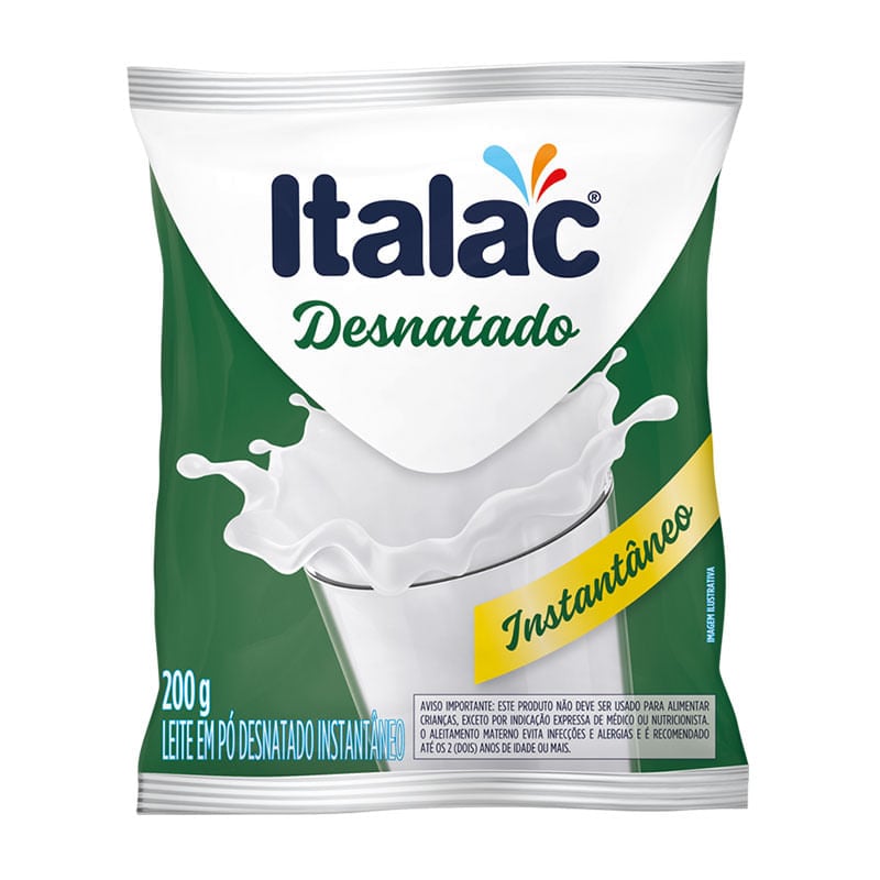 Leite em Pó Italac 200g Desnatado Instantâneo
