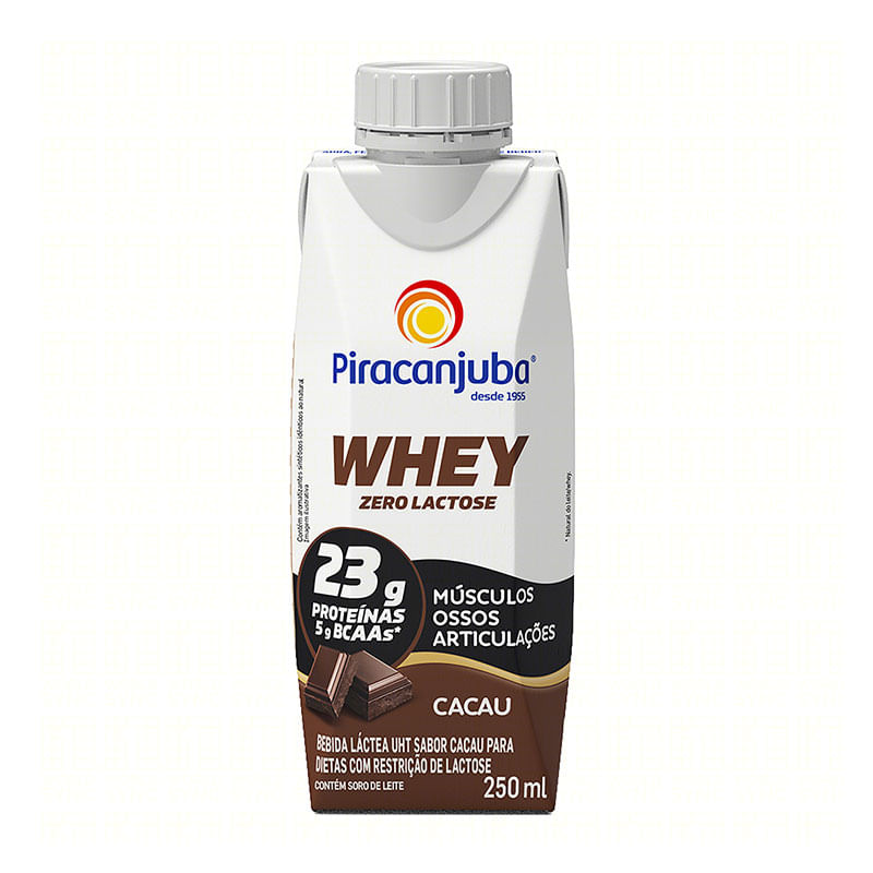 Bebida Piracanjuba Whey Zero Lactose Cacau 250ml