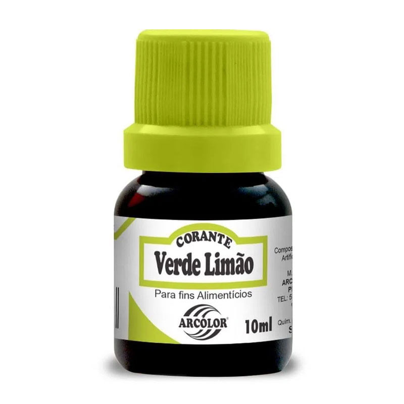 Corante Arcolor 10ml Frasco Verde Limão