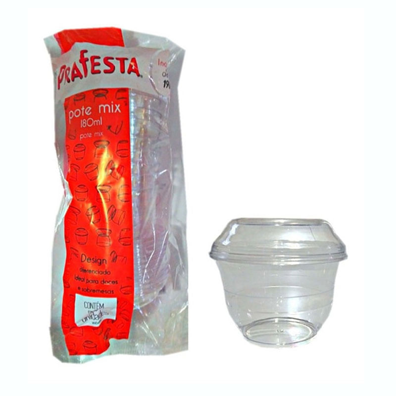 Pote Descartável Mix 180ml Cristal Prafesta