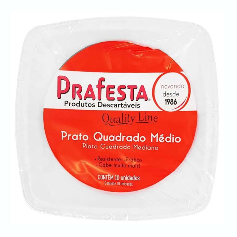 Prato Quadrado Médio Quality Line Prafesta