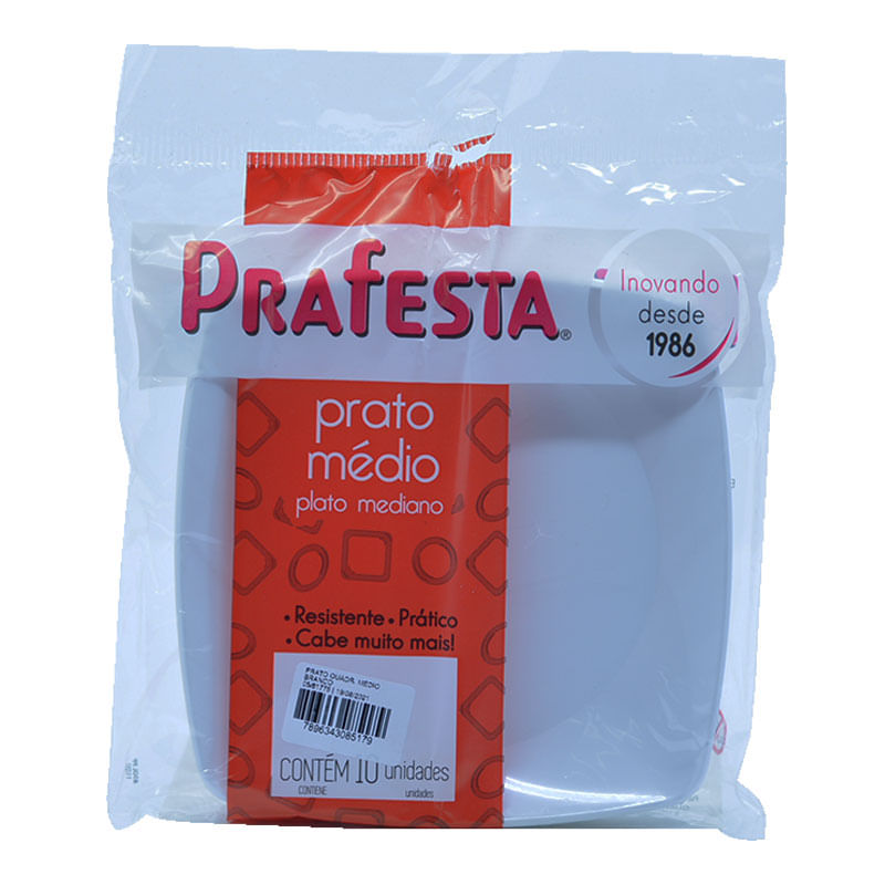 Prato Quadrado Médio Branco Prafesta