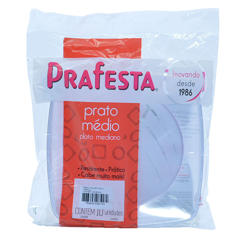 Prato Quadrado Médio Cristal Prafesta