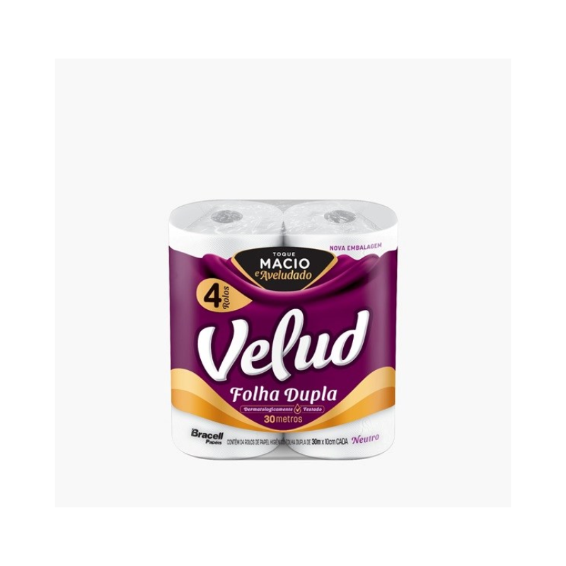 Papel Higiênico Velud Folha Dupla 30m 4 Rolos