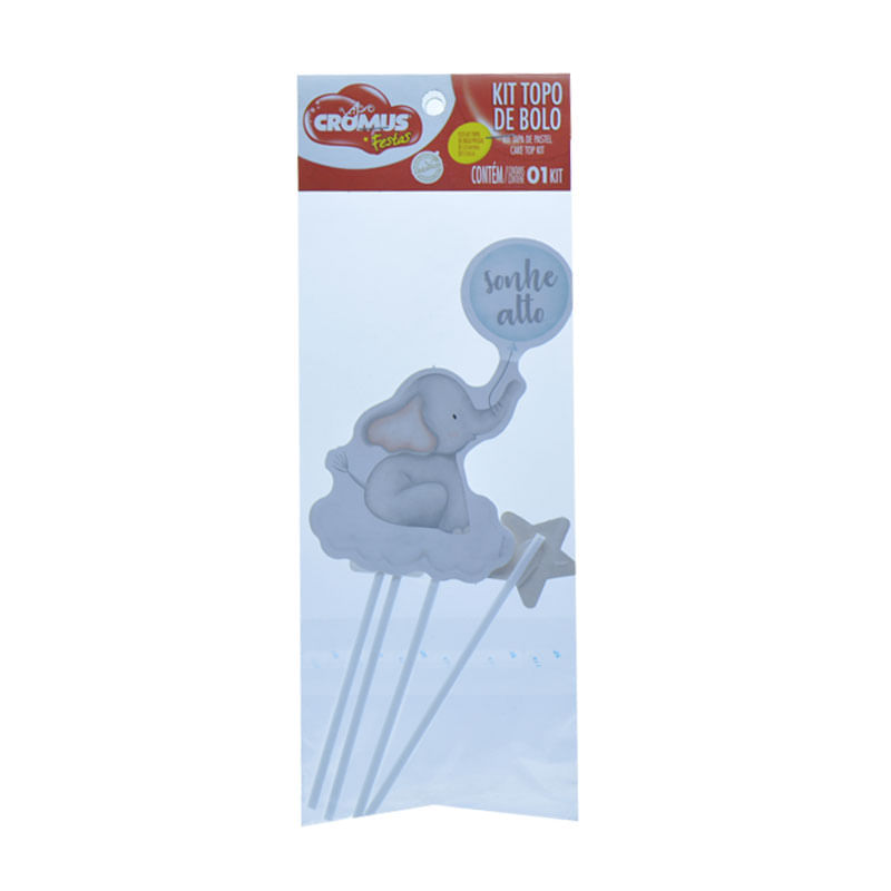 Topo para Bolo Espeto Cromus Elefante