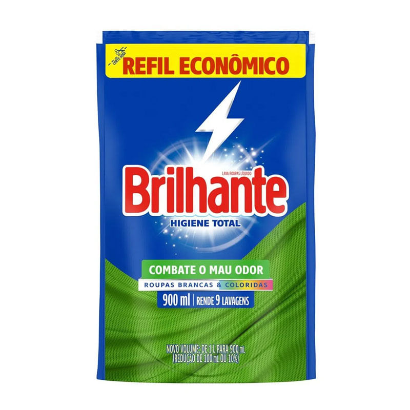 Sabão Liquido Brilhante Higiene Total Refil 900ml