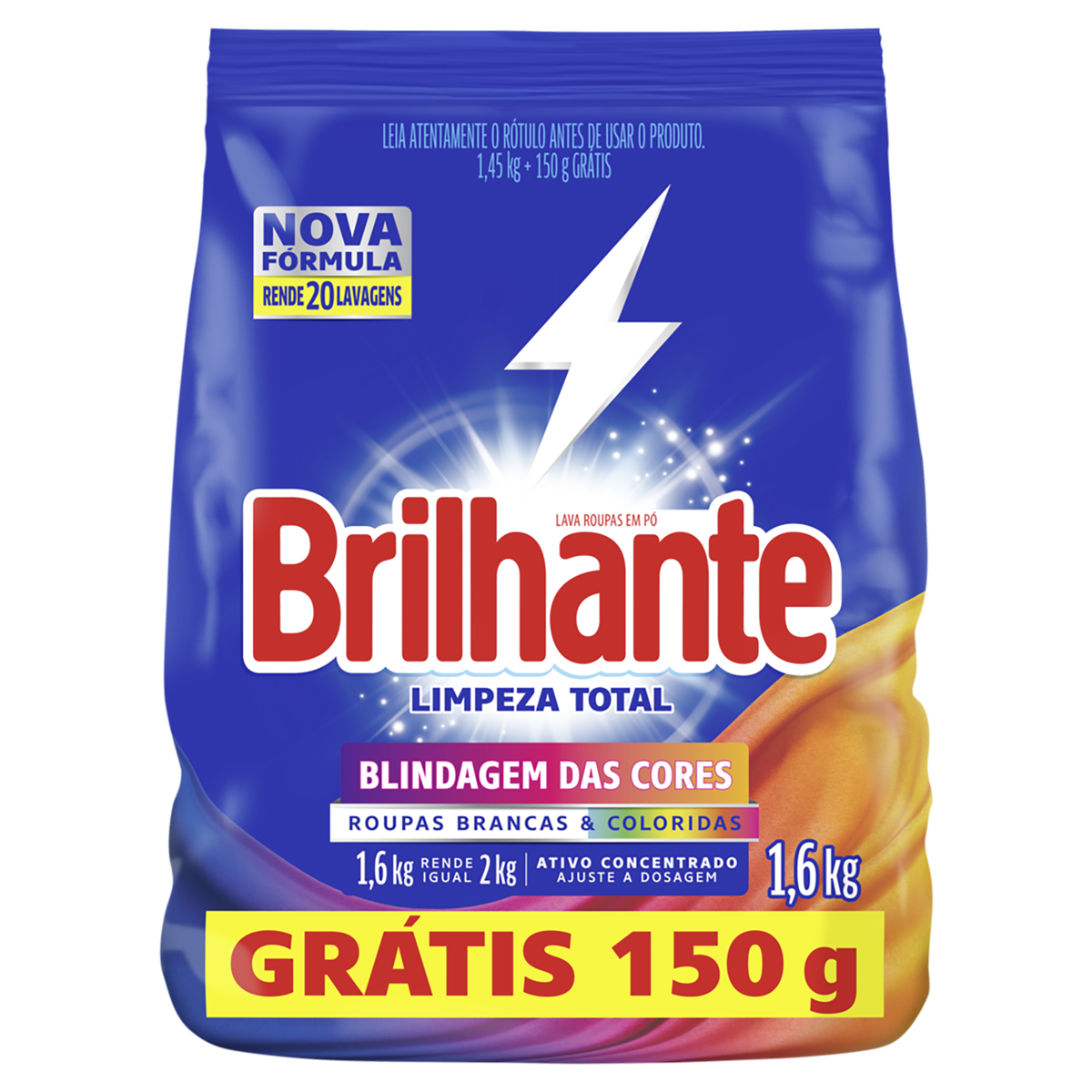 Sabão em Pó Brilhante Limpeza Total Leve+ Pague-1,6kg