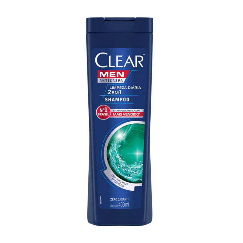Shampoo Clear Men 2em1 Limpeza diaria 400ml