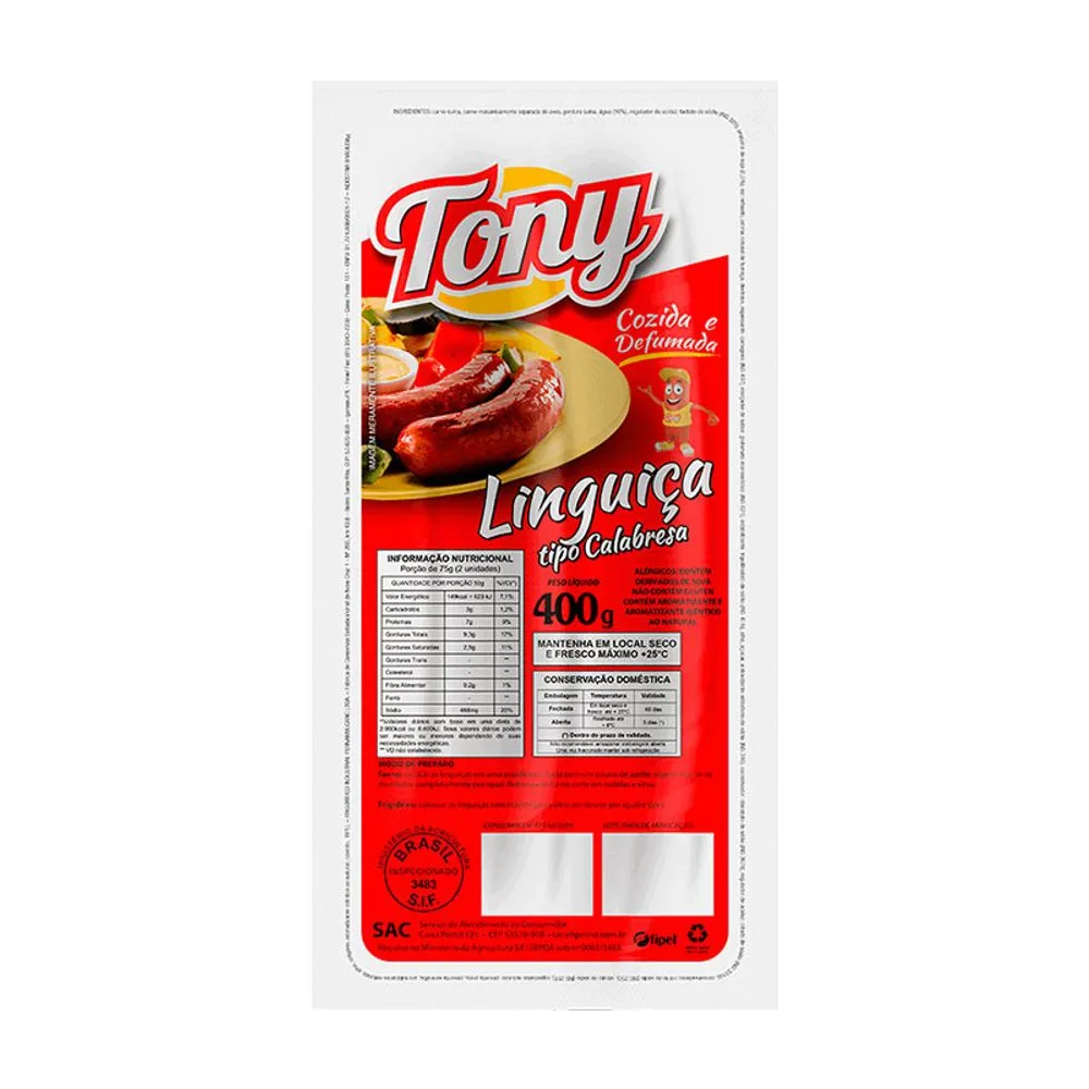 Linguiça Tony Tipo Calabresa Mista 400g